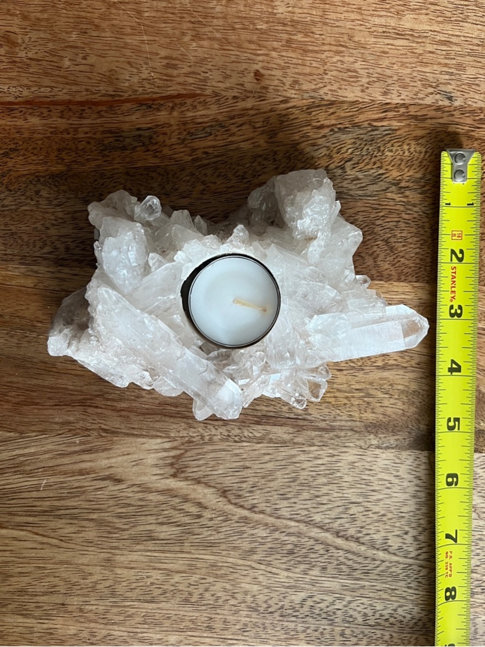 Clear Quartz Tea Light Candle Holder